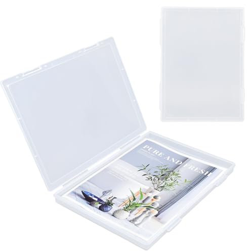 Elezeal A4 Paper Holder Portable File Box Clear Plastic Document Case Waterproof Dustproof PP Storage Folder Magazine Filing Organizer Office/School Supplies(Clear-2 Pack)