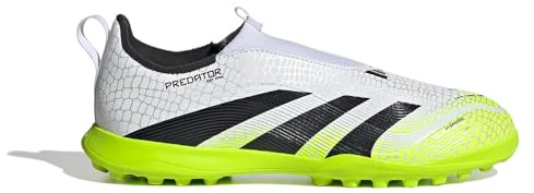 adidas Predator League Laceless Turf Football Boots Kids, Cloud White/Core Black/Lucid Lemon, 2 UK Child