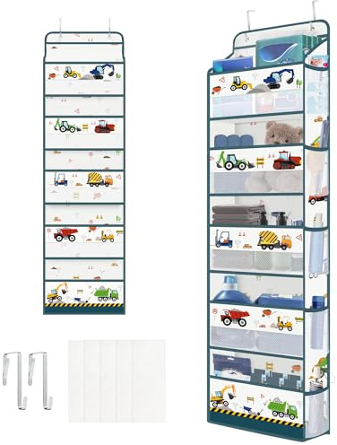 Clastyle 5-Shelf Car Over the Door Storage Back of Door Storage | Hanging Door Storage Organiser Clear Window Nappy Storage with 5 Large Pockets, Space-saving for nursery/bedroom/bathroom