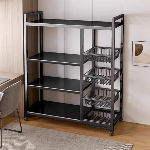 4-Tier Metall Heavy Duty Storage Shelving Unit mit Rädern, 5CM Verstellbare Höhe, Organizer Regale für Garage Küche Mobile Utility Service Cart(120x32x135cm/47.2x12.5x53.1inch)