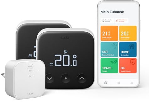 tado° Starter Kit X für Fußbodenheizungen - mit 2 Smarten Thermostaten X und Bridge X, Steuerung per App und Smart Speaker (Alexa, Siri, Google Assistant), DIY Installation, Matter & Thread