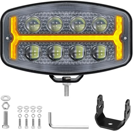 Fxlpower 126W Faros de Trabajo LED Proyector con DC 12-48V Luz de Posición Amarillo de 3200K y Blanco de 6500K, IP68 Faro LED para Camiones Tractore Offroad