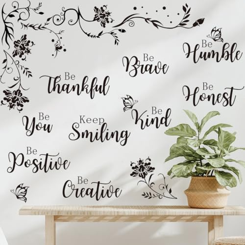 Runtoo Large Inspirational Quotes Wall Art Decals Black Motivational Saying Wall Stickers for Living Room Bedroom Office Lettering Decor