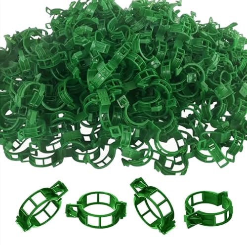 xianshi 100Pcs Plant Support Clips, Plant Clips for Climbing Plants, Plant Clips, Tomato Clips, Plastic Trellis Clips, Garden Clips for Support Plant Growth (Green)