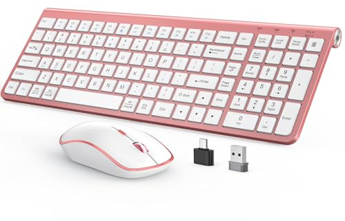 Tastiera e mouse wireless rosa