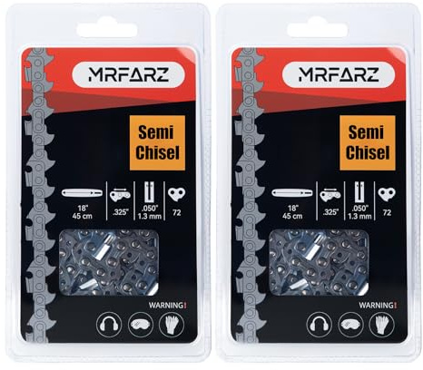 MRFARZ 18 Inch Chainsaw Chain 2 Chains .325 Pitch .050 Gauge 72 Drive Links Fits Husqvarna 440, Echo CS-400, Jonsered - 591094872, 20lpx072g, H72