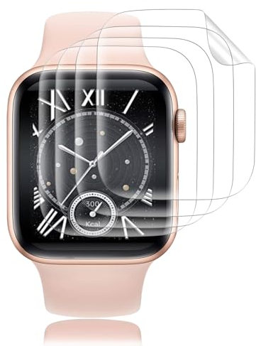 4 Stück Schutzfolie für Panzerglas für Apple Watch Series 4/5/6/se (40mm) Displayschutz, Anti-Fingerprint TPU Kratzfest Schutzglas Folie, Hohe Empfindlichkeit 3D Blasenfreie Panzerfolie für Watch 40mm