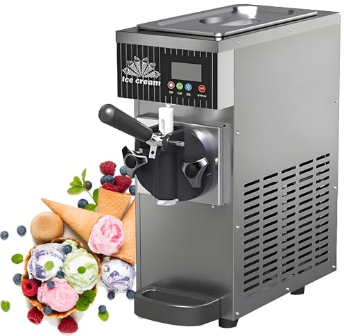 CGLYYDS Machine à Glace Italienne Mono-Parfum, Machine à Glace Italienne de comptoir en Acier Inoxydable, Machine à Glace Italienne Professionnelle pour Restaurants, boutiques, Snacks Grey
