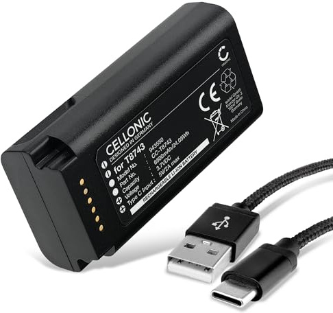 CELLONIC 1x Battery for Smart Home Compatible with Eufy Video Doorbell E340, T8743 - (6500mAh, 3.7V) + USB Cable