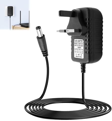 12V 1A Power Supply Adapter UK Plug 100-240V 50/60Hz DC Charger 5.5x2.5mm | 100-240V wide voltage,multi safety guard,1m cable，for home appliances cctv cameras routers led strips keyboards adsl modems