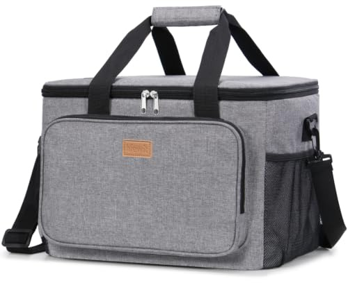 Lifewit Kühltasche klein, Isolierte Cooler Bag, Lunchtasche 32L 48 Dosen | Faltbar, Tragbar Lunchbag, Kühlbox Auslaufsicher, wasserdichte Thermotasche für Arbeit, Strand, Reise, Unterwegs, Grau