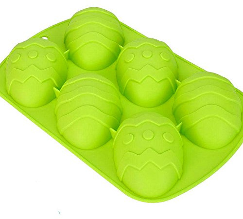 Selecto Bake Easter Egg Chocolate Silicone Mold, 6-Cavity Non-Stick Easter Egg Shaped Silicone Molds for Hot Chocolate Cocoa Bombs, Party Jelly, Ice Cube, Soap Random Color Supplied