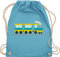 Turnbeutel Rucksack - Kinder Traktor Bagger und Co. - Eisenbahn - Unisize - Hellblau - kindergarten stoffbeutel kinderrucksack fahrzeuge zug beutel kindergartenrucksack für flugzeugen züge