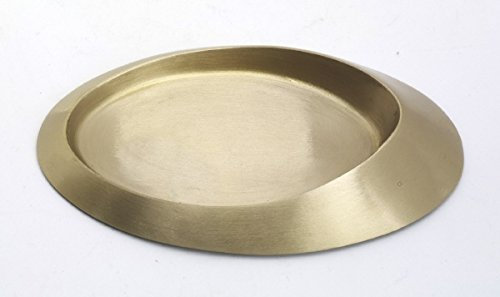 Kerzenteller Oval aus Messing in Gold matt satiniert (Innen 13 x 8 cm) für Ovalkerzen, Ellipsenkerzen