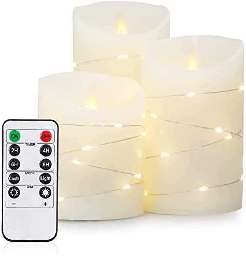 Yinuo Mirror Led Kerzen mit Timerfunktion, Flackernde Flamme, Led Kerzen mit Fernbedienung, Bad Deko, Wohnzimmer, Tischdeko , Größe 10/12,5/15cm Hoch, 7,5 cm Durchmesser…