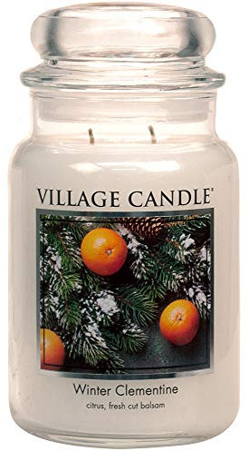 Village Candle Winter Clementine Duftkerze im Glas, groß, 602 ml, Weiß