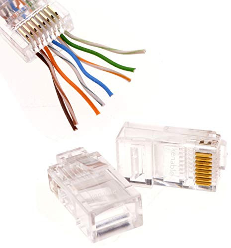 kenable Pass Through RJ45 Plugs Crimps Cat5e/Cat6 Ethernet Network Cables [10 Pack] [UTP 10 Pack]