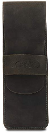 Londo Stift- und Federmäppchen aus echtem Leder mit Einstecklasche, Schreibwarentasche - Khaki Green