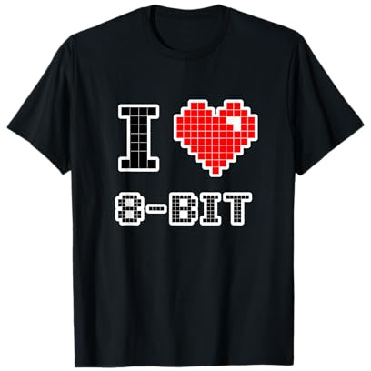 I love 8-Bit T-Shirt für alte PC Spiele Klassiker Liebhaber T-Shirt