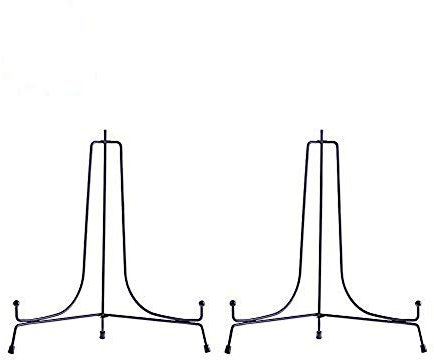 HCHLQLZ Large Plate Stands for Display - 10 Inch Black Iron Easel Holders - Ideal for Decorative Plates, Picture Frames, Platters, Boards and Art - Adjustable and Foldable - 2 Pack