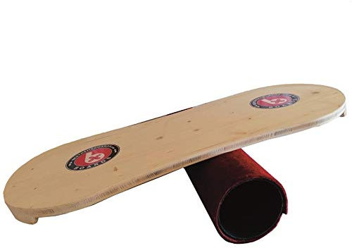 BEXTREME Balancegeräte Balance Board Holz 80x32x2cm + Walze 13cm Durchmesser Plüsch gefüttert. Indo Board für Balance, Tricks, Fitness, Übungen