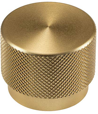 Gedotec Türknopf rund Möbelgriff Messing poliert Schrankknopf Aluminium Möbelknopf Gold-Optik matt - GRAF BIG | Kommoden-Knopf für Schubladen & Schränke | 1 Stück - Möbel-Knauf Ø 38 mm mit Schrauben