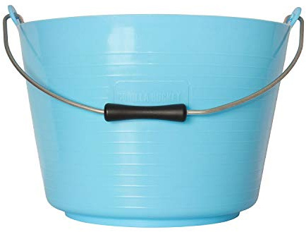 Red Gorilla Bucket Flexible Horse Pony Feeding Builders or Gardeners Bucket Tub With Metal Handle 22 Litres Capacity for General Garden or Building Use (Sky Blue)