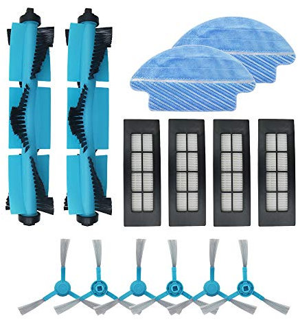 WuYan Kit de Accesorios de Limpieza para Robots aspiradores Conga 3090 Excellence :2 cepillos de rodillo, 2 paños de paño para fregona, 4 filtros HEPA, 6 cepillos laterales