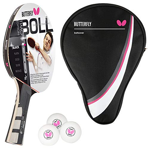 Butterfly® Timo Boll Black 85030 Tischtennisschläger | Tischtennis Racket Bat Profi Wettkampfschläger für technisch fortgeschrittene Spieler | ITTF zertifizierter Wakaba Belag | anatomische Griffform