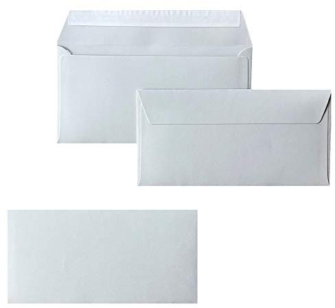 Paper24 DIN lang Briefumschläge, 110x220mm, 120g, gerade Lasche mit Haftklebung, ideal für Geburtstag, Weihnachten 75x 04 Grau