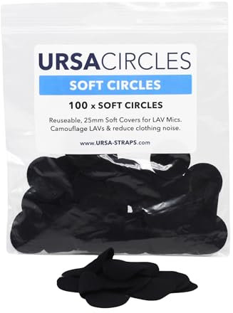 URSA Soft Circles Mic Tape: Reusable Lav Mic Tape Soft Covers | Wind Shield and Camouflage for Lavalier Mics | 100x Soft Lavalier Tape Circles | Microphone Tape Black