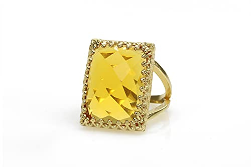 Verlockender Citrine-Ring von Anemone Jewelry - Königlicher Goldring in Rechteckiger Form - Schmuckstück mit Zarten und Bezaubernden Designs