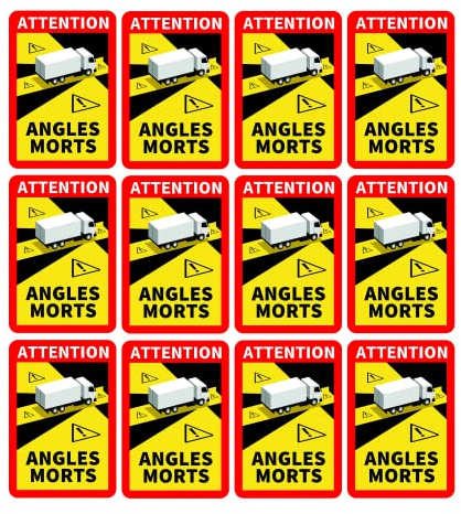 Prolac Adesivi di avvertimento Angles Morts – Angolo morto per camion e roulotte auto etichette autoadesive 25 x 17 cm adesivi camper (camion e roulotte) – 12 pezzi