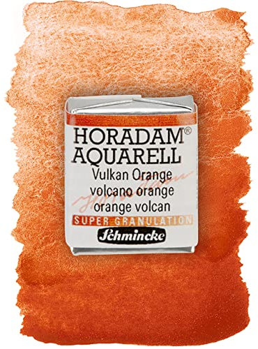 Schmincke – HORADAM® AQUARELL, Super Granulation, 14 912 044 Vulkan Orange, 1/2 Näpfchen, sehr stark granulierende Farbtöne, feinste, supergranulierende Aquarellfarben