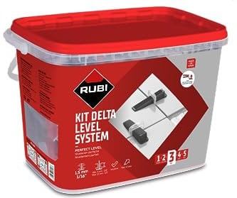 RUBI 3957 | Kit Delta Level System 1,5 mm (3-12mm) | El Set Incluye: 1 Tenaza, 100 Bridas y 100 Cuñas de Nivelación Reutilizables | Sistema para Facilitar Colocación Cerámicas de Gran Formato