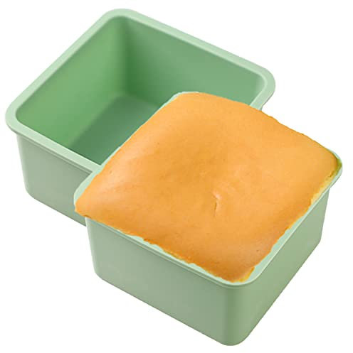 SHANIABELLE Silicone Cake Pans Square Baking Molds 5 inch 2 pcs, Food Grade Non Stick CheeseToast Bread Loaf Mould Bakeware Dessert Pastry Tool Set