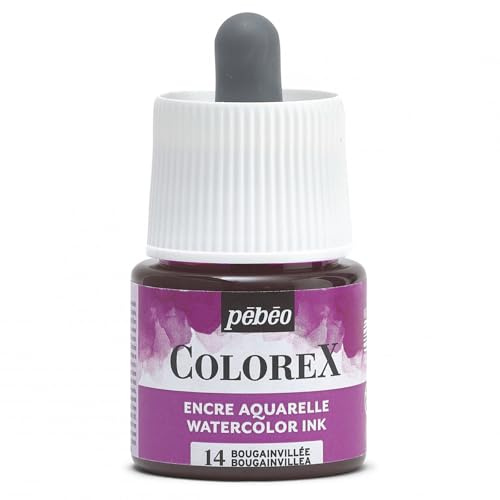 Pébéo - Colorex Tinte 45 ML Bougainvillea - Colorex Aquarell Tinte Pébéo - Bougainvillea Tinte mit samtigem Finish - Zeichentusche Multi-Tool Alle Medien - 45 ML - Bougainvillea