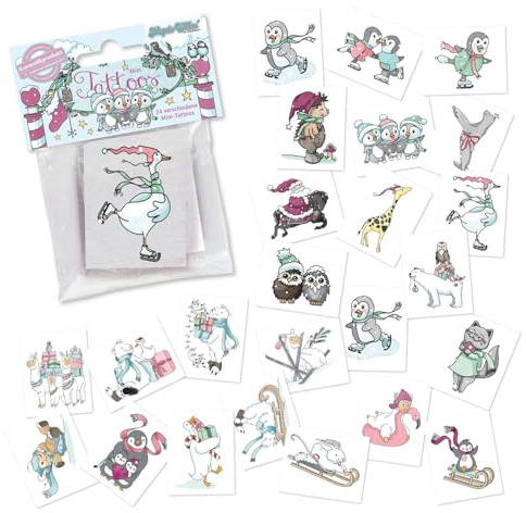 TapirElla Mini-Tattoo-Set, Weihnachten 24-tlg.