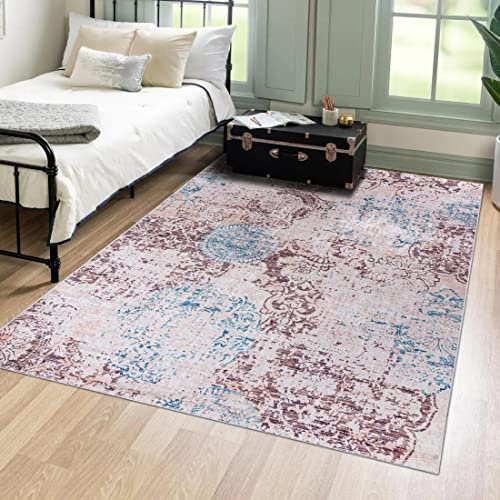 Mazovia Modern Teppich - Kurzflor Waschbar - Weich Teppich für Wohnzimmer, Schlafzimmer, Esszimmer – Teppiche Abstrakt Vintage - Beige Creme 160 x 230 cm