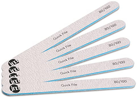 JND Lot de 5 limes à ongles en gel acrylique double face de qualité professionnelle pour manucure et pédicure 80/100
