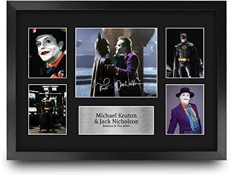 HWC Trading FR A3 Michael Keaton & Jack Nicholson Geschenke Geducktes Signiertes Autogramm Präsentationsdisplay für Fans von Film Memorabilien - A3 Gerahmt