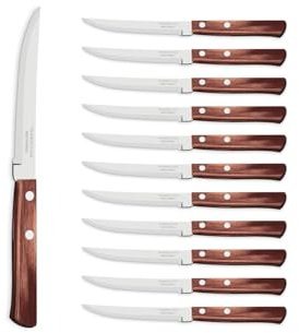 Tramontina - Couteau à Steak rouge 21cm. Inox et technobois. X 12