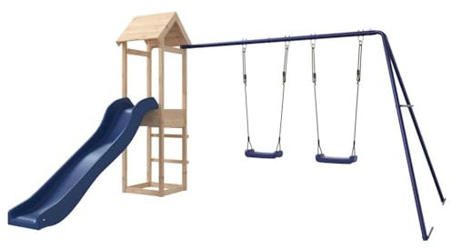 vidaXL Maisonnette de Jeu avec Toboggan balançoires Bois Massif de pin Taille unique