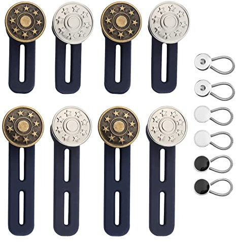 LUTER 14pcs Waistband Extenders Set, Pants Button Extender Practical Cute Collar Extenders for Pregnancy Mens Dress Shirts Pants Button Extender Trousers Slacks Men Women, White (A33031)