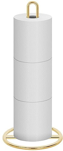 Gold Toilet Roll Holder Free Standing, OBODING, Toilet Paper Holder Stand for Storing 3 Rolls of Toilet Papers (Gold)