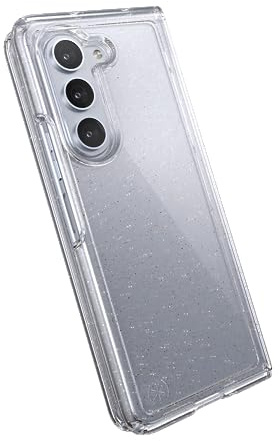 Speck Clear Samsung Galaxy Z Fold 5 Case - Foldable, Scratch Resistant & Drop Protection - Anti-Yellowing Clear Phone Case for Galaxy Z Fold 5 - Presidio Perfect-Clear with Gold Glitter