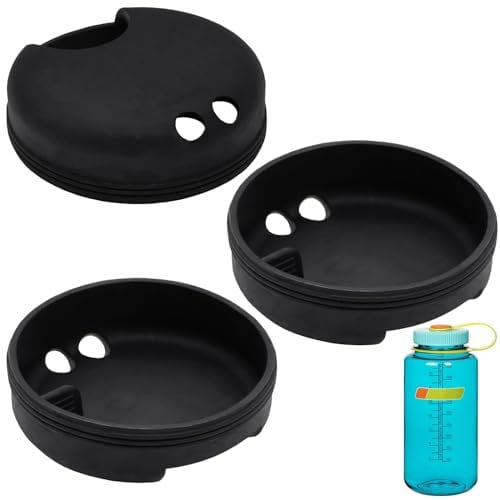 TiciKim Silikon-Spritzschutz für Nalgene 32 oz Weithals-Flasche – passend für die meisten 53-mm-Mund-Flaschen – breite Öffnung, Spritzschutz für Nalgene-Wasserflaschen, Zubehör (schwarz)