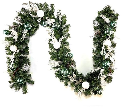 Maiju Ghirlanda Natalizia Lunga 9 Piedi, Pendente Pendente in PVC Flessibile, ghirlande Natalizie Artificiali con Fiocco, per Scale, ringhiera, Camino, Veranda, Porta, Albero, Feste, Forniture