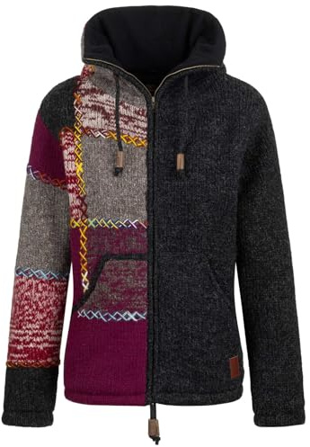 Strickjacke Schurwolle Wolljacke Wolle Jacke Hoch-Kragen Futter Unisex
