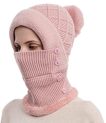 FLYIFE Warm Cap Frauen Hut Integrierte Reiten Kälte-Proof Outdoor Bib Cap Kopfbedeckung Kopfbedeckung Hut/Pink/One Size